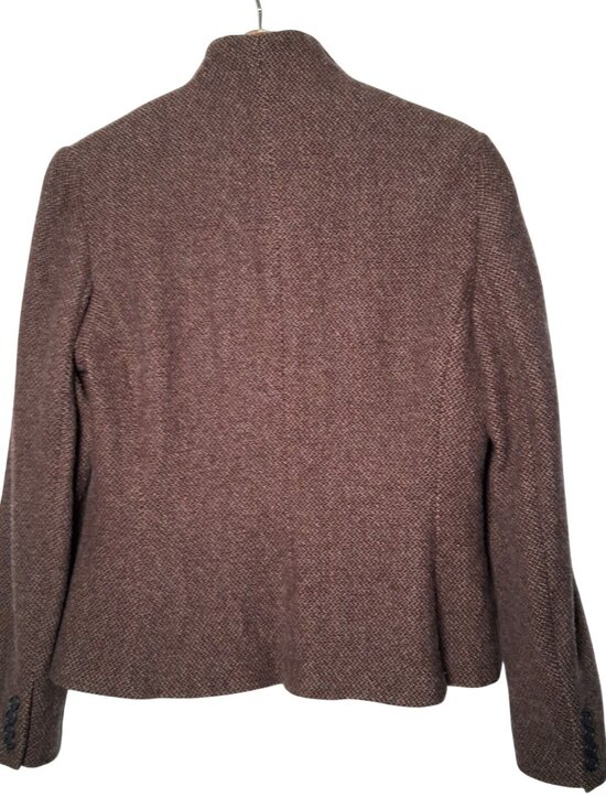 Lauren Ralph Lauren Tweed Blazer Jacket Women 10 Brown Wool Blend Short Classic - Picture 2 of 15